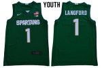 Youth Michigan State Spartans NCAA #1 Joshua Langford Green Authentic Nike Stitched College Basketball Jersey MJ32W16GD